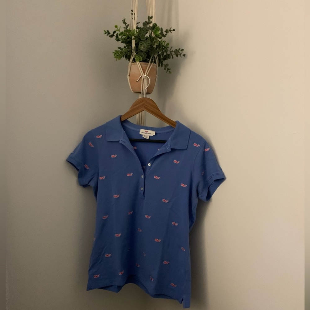Vineyard Vines Pink Whale Embroidered Polo Sise Medium